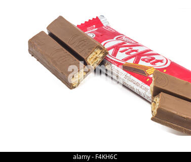 KUALA LUMPUR MALAYSIA, AUGUST 2ND,2015 : Kit Kat is a chocolate covered wafer bar created in 1911 by Rowntree's of York, England Stock Photo