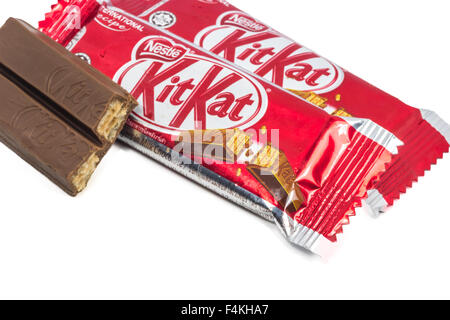 KUALA LUMPUR MALAYSIA, AUGUST 2ND,2015 : Kit Kat is a chocolate covered wafer bar created in 1911 by Rowntree's of York, England Stock Photo