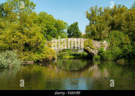 Gapstow bridge and the pond is a tourist attraction during the spring ...