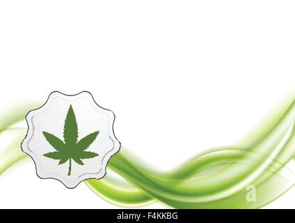 Green waves and cannabis leaf vector abstract background Stock Vector