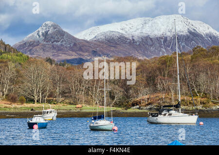 Loch Leven at North Ballachulish, Glencoe mountains, Pap of Glencoe,  Highland,  Scotland, UK Stock Photo