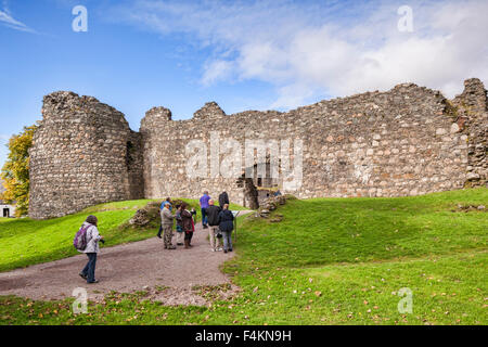 Tourists at Old Inverlochy Castle, Fort William, Highland, Scotland, UK Stock Photo