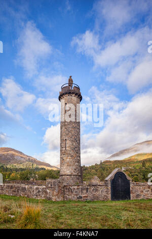 The Glenfinnan Monument at the head of Loch Shiel, Lochaber, Highland, Scotland. It marks the starting place of the 1945...