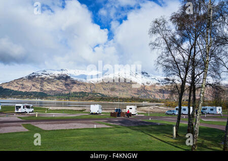 Looking across loch Linnhe at Onich, Fort William, Lochaber, Highland region Scotland. Stock Photo