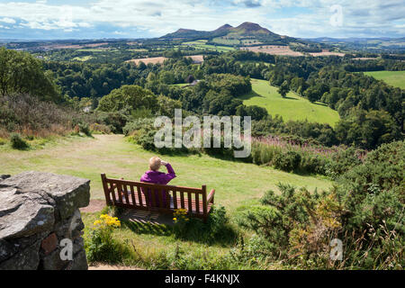 Scott's View looking west to Melrose and the Eildon Hills, Borders region Scotland Stock Photo