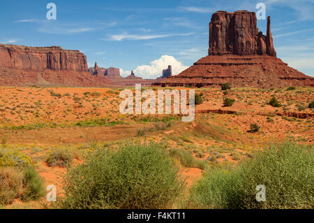 West Mitten and Sentinel Mesa, Monument Valley, Arizona, USA Stock Photo