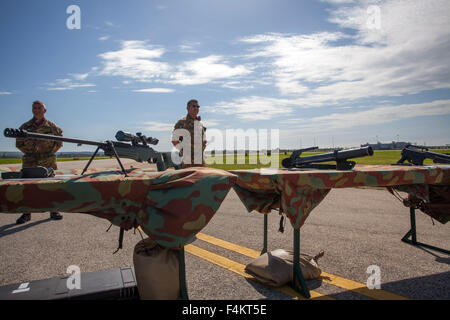 Trapani, Italy. 19th Oct, 2015. NATO has opened the Trident Juncture 2015, a major land, sea and air exercise in the Mediterranean as part of its modernization campaign. General Petr Pavel (Chairman of NATO Military Committee) was present during the opening ceremony at Trapani. © Antonio Melita/Pacific Press/Alamy Live News Stock Photo