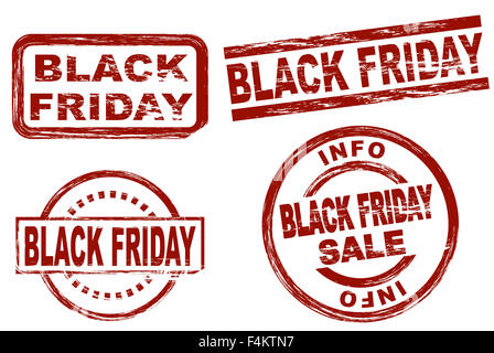 Set of stylized red stamps showing the term black friday. All on white background Stock Photo