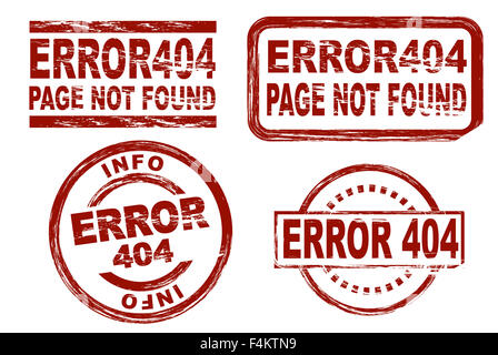 Set of stylized red stamps showing the term error 404. All on white background Stock Photo