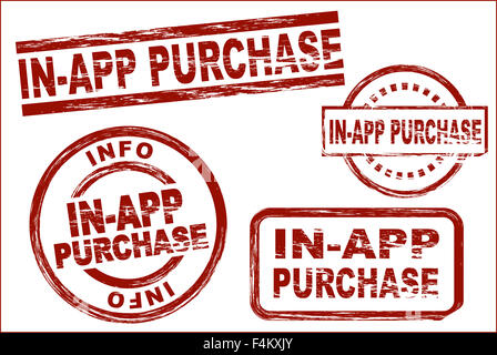 Set of stylized red stamps showing the term in-app purchase. All on white background Stock Photo