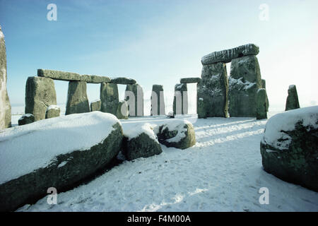 Stonehenge, UNESCO World Heritage Site, in winter, Wiltshire, England, United Kingdom, Europe Stock Photo