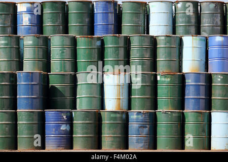 stack of oil barrels Stock Photo