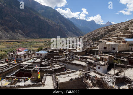 Rooftop view, Marpha village, Mustang, Nepal. Stock Photo