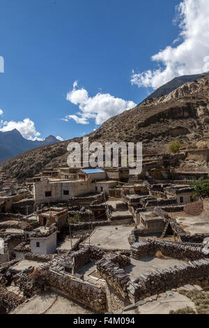 Rooftop view, Marpha village, Mustang, Nepal. Stock Photo