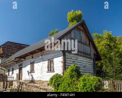 One of many old wooden cottages in historical village Lanckorona located in the Southern part of Poland Stock Photo