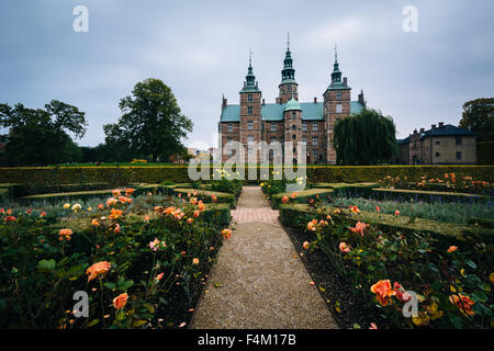 Gardens and Rosenborg Castle, in Copenhagen, Denmark. Stock Photo