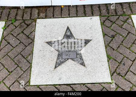 A star shaped plaque saying Beverly Knight in the pavement at Broad Street walk of stars Birmingham West Midlands England UK Stock Photo
