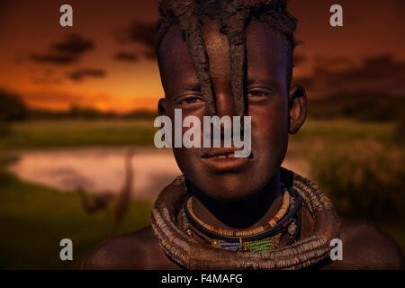 Portrait of young goat herder, 14 years old, Namibia, Africa Stock Photo