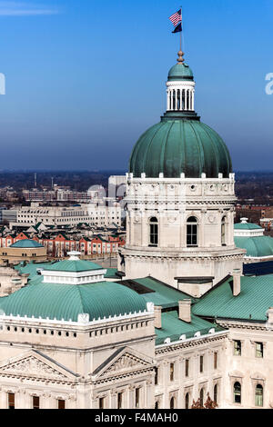 High angle view of State Capitol Building in Indianapolis Stock Photo