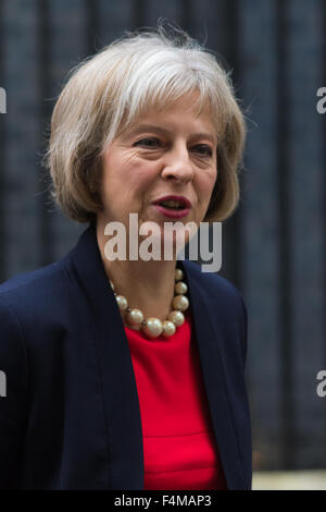 Downing Street, London, October 20th 2015. Home Secretary Theresa May leaves 10 Downing Street after attending the weekly cabinet meeting Credit:  Paul Davey/Alamy Live News Stock Photo