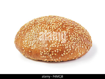 appetizing hamburger  bun with sesame isolated on a white background closeup Stock Photo