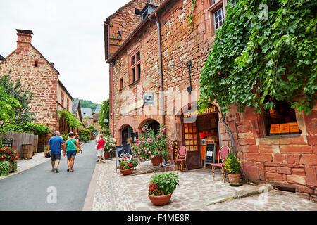 street in the village of Collonges-la-Rouge, Correze, Limousin, France. Stock Photo