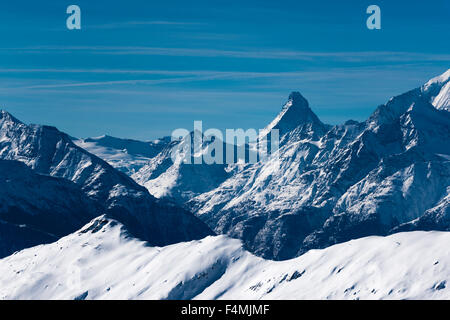 Valais alps with mount Matterhorn, seen from Belalp, Switzerland (canton Valais) Stock Photo
