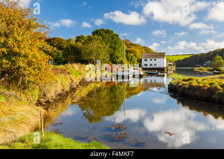 The picturesque village of Gweek located at the head of the Helford River Cornwall England UK Europe Stock Photo