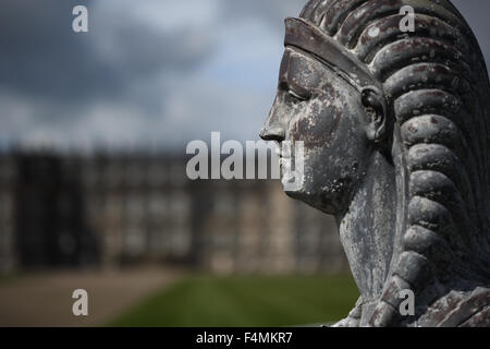 A close-up, selective focus of a beautiful Egyptian sculpture by Hopetoun House Stock Photo