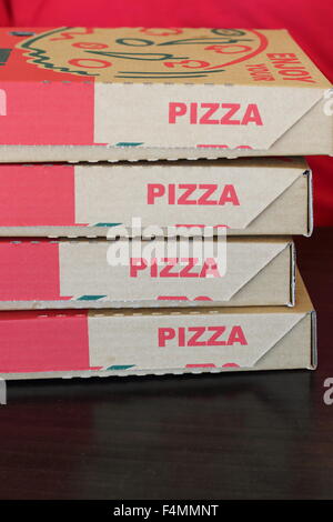 Stack of pizza boxes Stock Photo