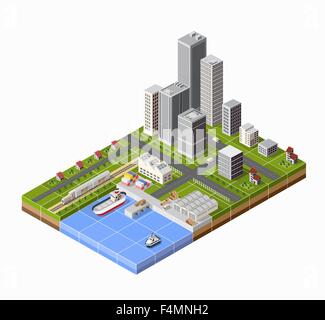 Isometric port cargo ship Stock Vector Image & Art - Alamy