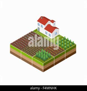 A vector illustration of Isometric Map of a Farm Stock Vector Image ...