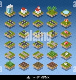 Isometric city map Stock Vector
