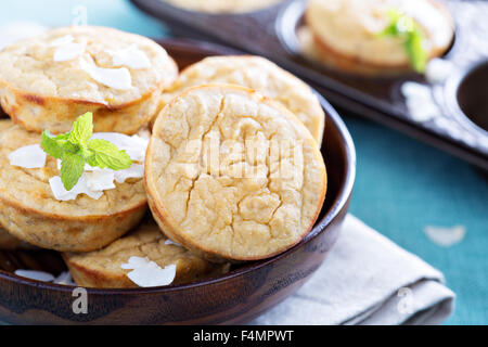 Banana coconut muffins with coconut milk and flour Stock Photo