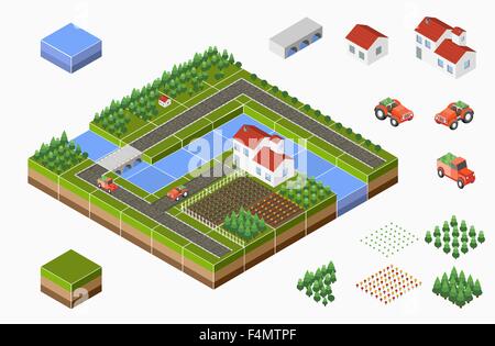 Isometric farm landscape Stock Vector Image & Art - Alamy