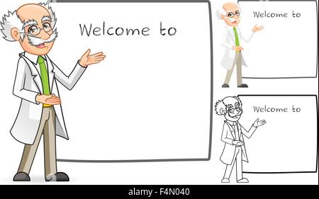 Scientist Cartoon Character with Welcoming Arms Stock Vector