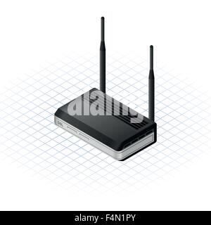 Isometric Wireless Modem ADSL Vector Illustration Stock Vector