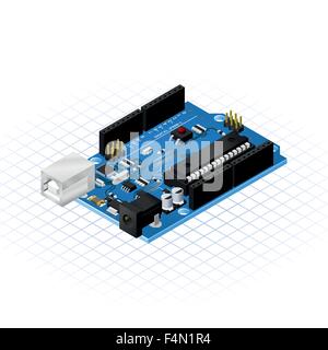 Isometric Single Board Microcontrollers Stock Vector