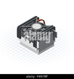 Isometric Fan Processor Vector Illustration Stock Vector