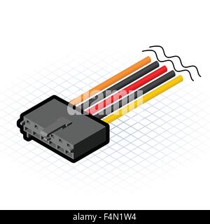 Isometric AUX Connector Vector Illustration Stock Vector