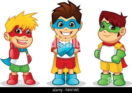 High Quality Kid Super Heroes Cartoon Character Vector Illustration Stock Vector