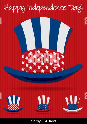 Patriotic Uncle Sam hat 4th of July hat set in vector format. Stock Vector