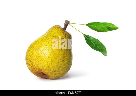 pear with leaf isolated on white Stock Photo