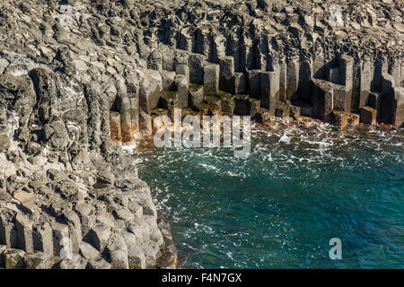 Jungmun Daepo Haean Jusangjeollidae at Jeju Island - The largest pillar rock formation in  South Korea Stock Photo