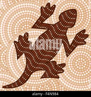 Abstract Aboriginal lizard dot painting in vector format. Stock Vector