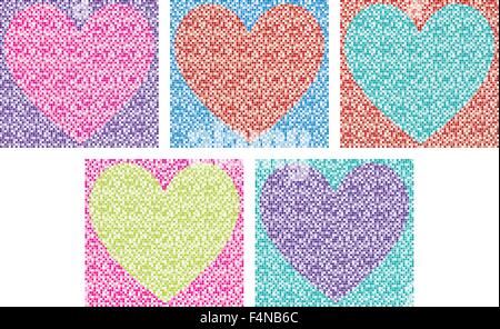 Mosaic tile hearts in vector format. Stock Vector