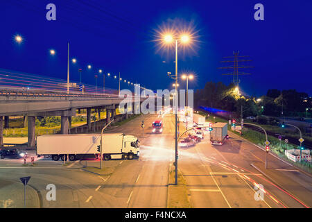 Germany, Hamburg, traffic junction at harbour district Stock Photo