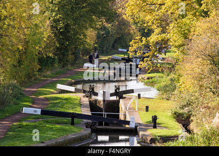 Autumn on the Worcester & Birmingham canal near Tardebigge, Worcestershire, England, UK Stock Photo