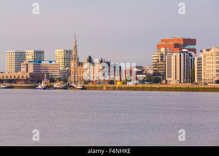 Belgium, Flanders, Antwerp, Cityview with Museum aan de Stroom, Scheidt river Stock Photo