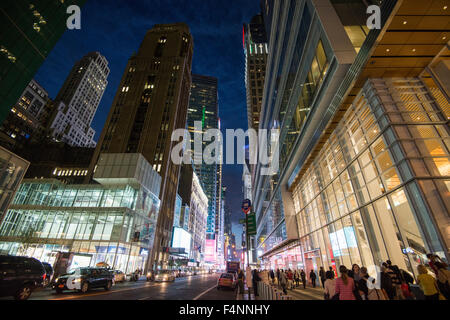 Evening on 42nd Street in Midtown Manhattan, New York City, USA Stock Photo